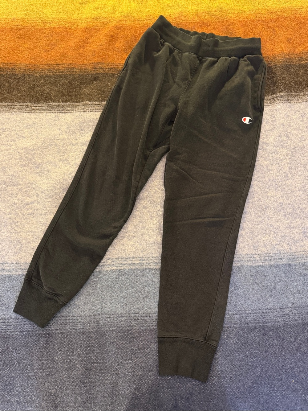 Champion Black Fleece Joggers with Small Logo